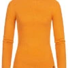 Tom Tailor Damen High-Neck Longsleeve Mit Frill Details Am Saum Orange Gelb