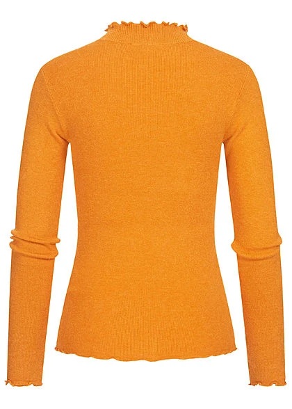 Tom Tailor Damen High-Neck Longsleeve Mit Frill Details Am Saum Orange Gelb 2 Tom Tailor Damen High-Neck Longsleeve Mit Frill Details Am Saum Orange Gelb – Bild 2