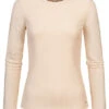 Tom Tailor Damen Ribbed Frill Longsleeve Soft Creme Beige