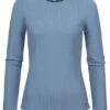 Tom Tailor Damen Ribbed Frill Longsleeve Soft Mid Blau