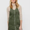 JACQUELINE DE YONG JDY By ONLY Damen Mini Cord Jeans Kleid Mit Zipper Vone 2-Pockets Kalamata Oliv Grün