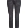 Tom Tailor Damen Extra Skinny Jeans Hose 5-Pockets Fransen Used Mid Stone Dunkel Grau
