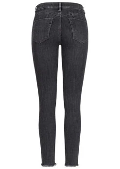 Tom Tailor Damen Extra Skinny Jeans Hose 5-Pockets Fransen Used Mid Stone Dunkel Grau -Onlyy Kleidung Geschaft 21010242 2