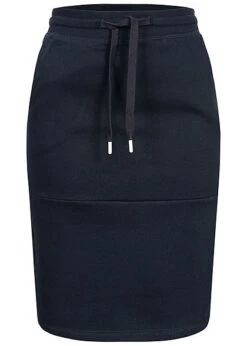 Tom Tailor Damen Midi Sweat Rock 2-Pockets Tunnelzug Sky Captain Blau