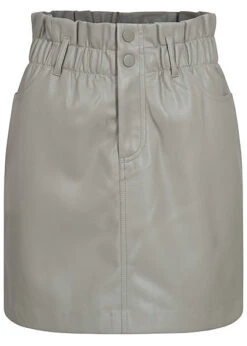 ONLY Damen Mini Paperbag Kunstleder Rock 2-Pockets Shadow Grau