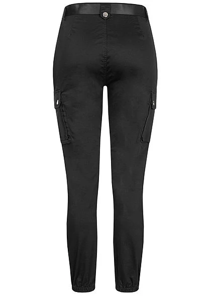 TALLY WEiJL Damen Ankle Cargo High-Waist Satin Hose Mit Gürtel 6-Pockets Schwarz 3 TALLY WEiJL Damen Ankle Cargo High-Waist Satin Hose Mit Gürtel 6-Pockets Schwarz – Bild 3