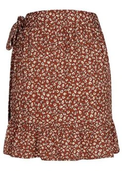 ONLY Damen NOOS Mini Wickelrock Verschluss Seitlich Blumen Muster Henna Braun -Onlyy Kleidung Geschaft 21020650 2
