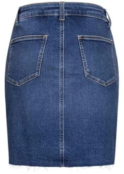 Tom Tailor Damen Jeans Rock Mit Offener Naht 5-Pockets Used Stone Mid Blau -Onlyy Kleidung Geschaft 21020670 2