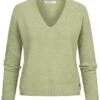 Hailys Damen V-Neck Longsleeve Pullover Strukturstoff Soft Grün