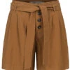 ONLY Damen High Waist Shorts Inkl. Bindegürtel 2-Pockets Knopfleiste Rubber Braun