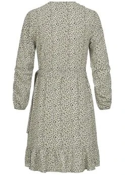 ONLY Damen NOOS V-Neck Mini Wickelkleid Mit Frilldetails Punkte Muster Seagrass Grün -Onlyy Kleidung Geschaft 21031135 2