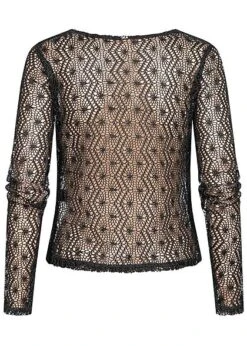 Hotel De Ville Damen Langarm Grobstrick Shirt Schwarz -Onlyy Kleidung Geschaft 21031138 1