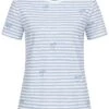 ONLY Damen Basic T-Shirt Streifen & Palmen Muster Bright Weiss Blau