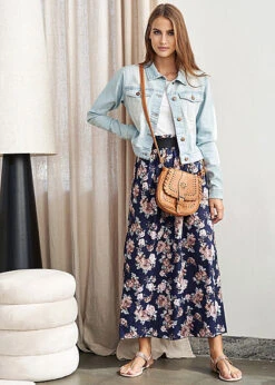 Styleboom Fashion Damen Paperbag Longform Rock Blumen Print Navy Rosa Beige 8 Styleboom Fashion Damen Paperbag Longform Rock Blumen Print Navy Rosa Beige -Onlyy Kleidung Geschaft 21036564 3