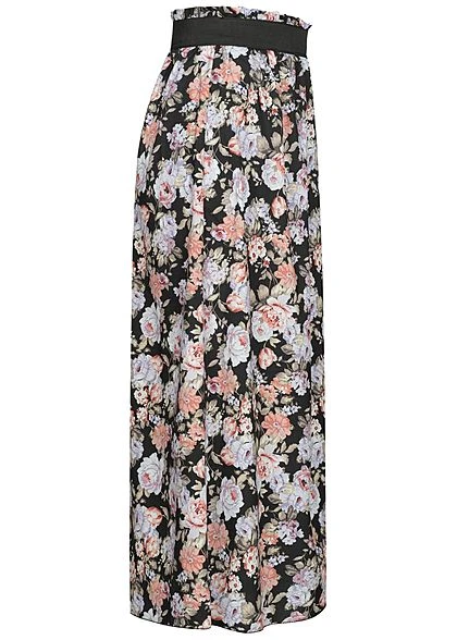 Styleboom Fashion Damen Paperbag Longform Rock Blumen Print Schwarz Multic. 2 Styleboom Fashion Damen Paperbag Longform Rock Blumen Print Schwarz Multic. – Bild 2