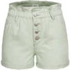 ONLY Damen Paperbag Shorts Knopfleiste 5-Pockets Sury Spray Grün