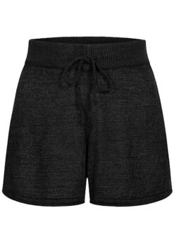 ONLY Damen Strick Shorts Loose Fit Tunnelzug Schwarz