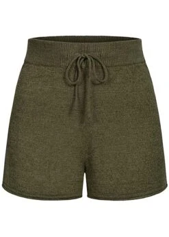 ONLY Damen Strick Shorts Loose Fit Tunnelzug Kalamata Oliv Grün