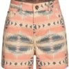 Urban Classics Damen High- Waist Jeans Shorts Azteken Print Summerinka Orange Beige