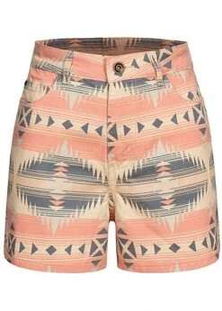 Urban Classics Damen High- Waist Jeans Shorts Azteken Print Summerinka Orange Beige