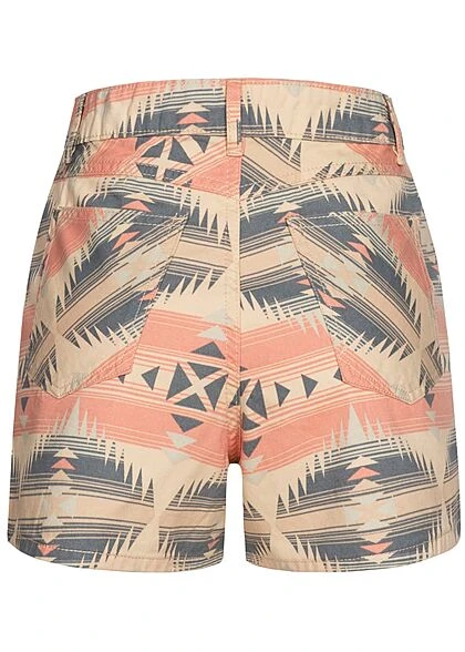 Urban Classics Damen High- Waist Jeans Shorts Azteken Print Summerinka Orange Beige 3 Urban Classics Damen High- Waist Jeans Shorts Azteken Print Summerinka Orange Beige – Bild 3