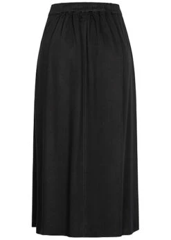 Tom Tailor Damen Viskose Midi Rock Knopfleiste Gummibund Schwarz -Onlyy Kleidung Geschaft 21052404 2
