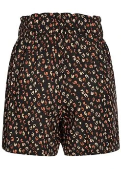 Tom Tailor Damen Kurze Viskose Shorts Gummibund Leo Print Schwarz Multicolor -Onlyy Kleidung Geschaft 21052405 2
