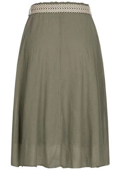 Styleboom Fashion Damen Midi Rock Inkl. Flechtgürtel 2-lagig Militare Khaki 5 Styleboom Fashion Damen Midi Rock Inkl. Flechtgürtel 2-lagig Militare Khaki -Onlyy Kleidung Geschaft 21056657 2