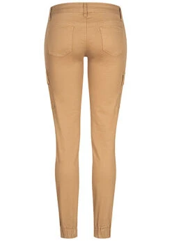 Seventyseven Lifestyle Damen Cargo Jeans Hose 7-Pockets Casual Fit Camel Hellbraun -Onlyy Kleidung Geschaft 21057012 2