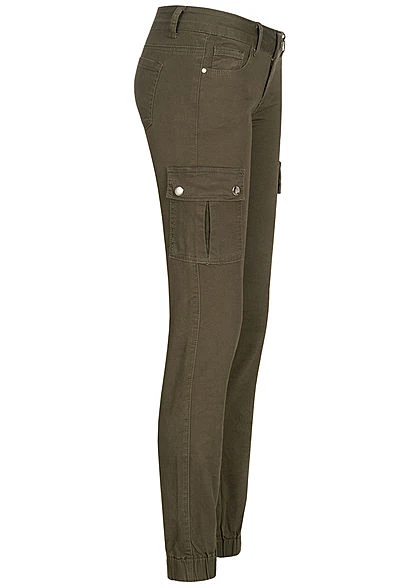 Seventyseven Lifestyle Damen Cargo Jeans Hose 7-Pockets Casual Fit Khaki Grün Denim 1 Seventyseven Lifestyle Damen Cargo Jeans Hose 7-Pockets Casual Fit Khaki Grün Denim