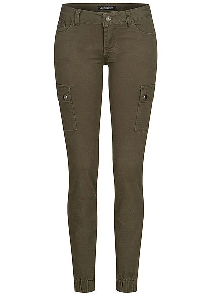 Seventyseven Lifestyle Damen Cargo Jeans Hose 7-Pockets Casual Fit Khaki Grün Denim 2 Seventyseven Lifestyle Damen Cargo Jeans Hose 7-Pockets Casual Fit Khaki Grün Denim – Bild 2