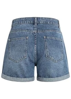 Hailys Damen Kurze Mom-Fit Jeans Shorts Destroyed Look 5-Pockets Medium Blau Denim -Onlyy Kleidung Geschaft 21062827 2