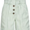 ONLY Damen High-Waist Viskose Paperbag Shorts Knopfleiste 4-Pockets Surf Spray Grün