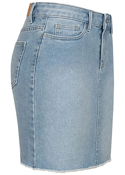 Vero Moda Damen NOOS Mini Jeans Rock Offener Saum 5-Pockets Hell Blau Denim 2 Vero Moda Damen NOOS Mini Jeans Rock Offener Saum 5-Pockets Hell Blau Denim – Bild 2