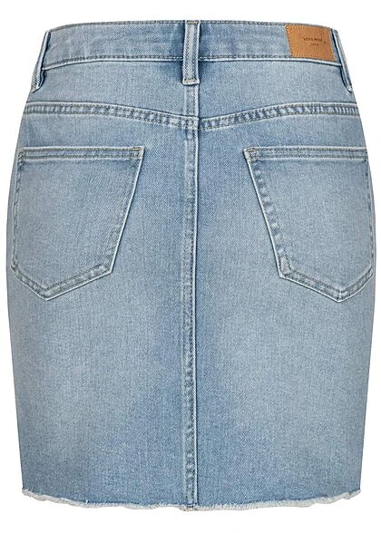 Vero Moda Damen NOOS Mini Jeans Rock Offener Saum 5-Pockets Hell Blau Denim 3 Vero Moda Damen NOOS Mini Jeans Rock Offener Saum 5-Pockets Hell Blau Denim – Bild 3