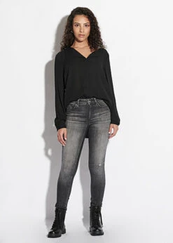 ONLY Damen NOOS Skinny Ankle Jeans Hose Fransen Crash Optik 5-Pockets Schwarz Grau Denim -Onlyy Kleidung Geschaft 21063262 3