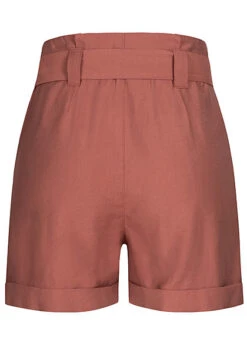Seventyseven Lifestyle Damen High-Waist Paperbag Shorts Mit Bindegürtel Apple Butter Rot -Onlyy Kleidung Geschaft 21068244 2