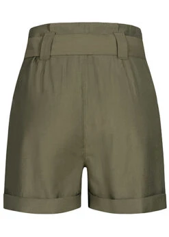 Seventyseven Lifestyle Damen High-Waist Paperbag Shorts Mit Bindegürtel Olive Grün -Onlyy Kleidung Geschaft 21068245 2