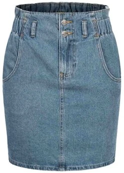 ONLY Damen High-Waist Paperbag Denim Mini Rock 2-Pockets Medium Blau Denim