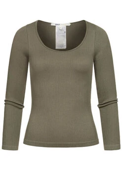 ONLY Damen Ribbed Longsleeve Pullover Kalamata Oliv Grün