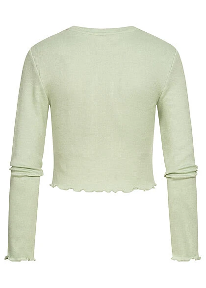ONLY Damen Cropped Longsleeve Pullover Frill Frosty Grün 2 ONLY Damen Cropped Longsleeve Pullover Frill Frosty Grün – Bild 2
