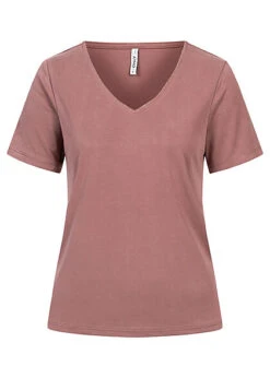 ONLY Damen V-Neck T-Shirt Rose Braun