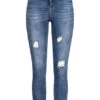 Hailys Damen Jeans Hose Mit Fransen Destroyed Look 5-Pockets Mid Blau
