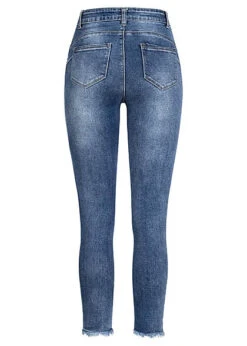 Hailys Damen Jeans Hose Mit Fransen Destroyed Look 5-Pockets Mid Blau -Onlyy Kleidung Geschaft 21092145 2