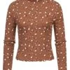 ONLY Damen Kurzes Rollkragen Longsleeve Frill Blumen Muster Carob Braun
