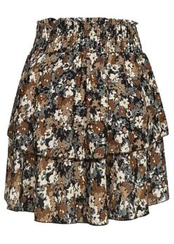 Cloud5ive Damen Rock Mini Stufenrock Blumen Print 2-lagig Schwarz Braun Mc -Onlyy Kleidung Geschaft 21096706 2