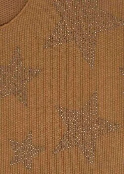 Styleboom Fashion Damen Longsleeve Pullover Mit Sternenmuster Strass Braun -Onlyy Kleidung Geschaft 21096715 2