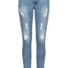 Seventyseven Lifestyle Damen Skinny Jeans Hose 5-Pockets 3er Knopfleiste Bright Blau
