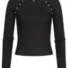 JACQUELINE DE YONG JDY By ONLY Damen Kurzer Longsleeve Pullover Knöpfe Seitlich Schwarz