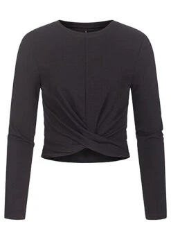 ONLY Damen Cropped Longsleeve Drehdetail Schwarz